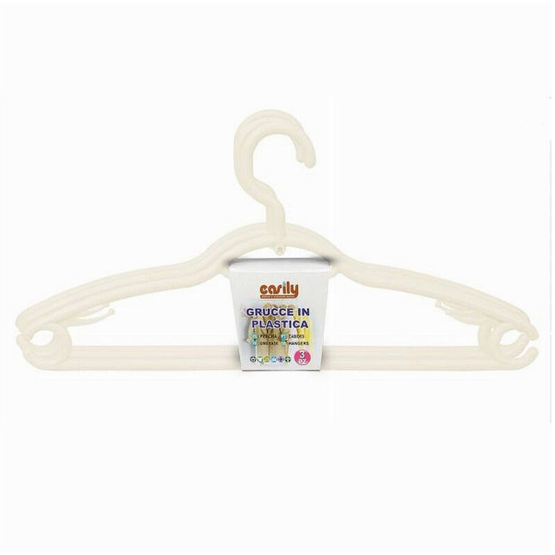 foto del prodotto trade shop traesio cleafe set 3pz grucce in plastica stampelle appendi abiti pantaloni giacche beige 79331 