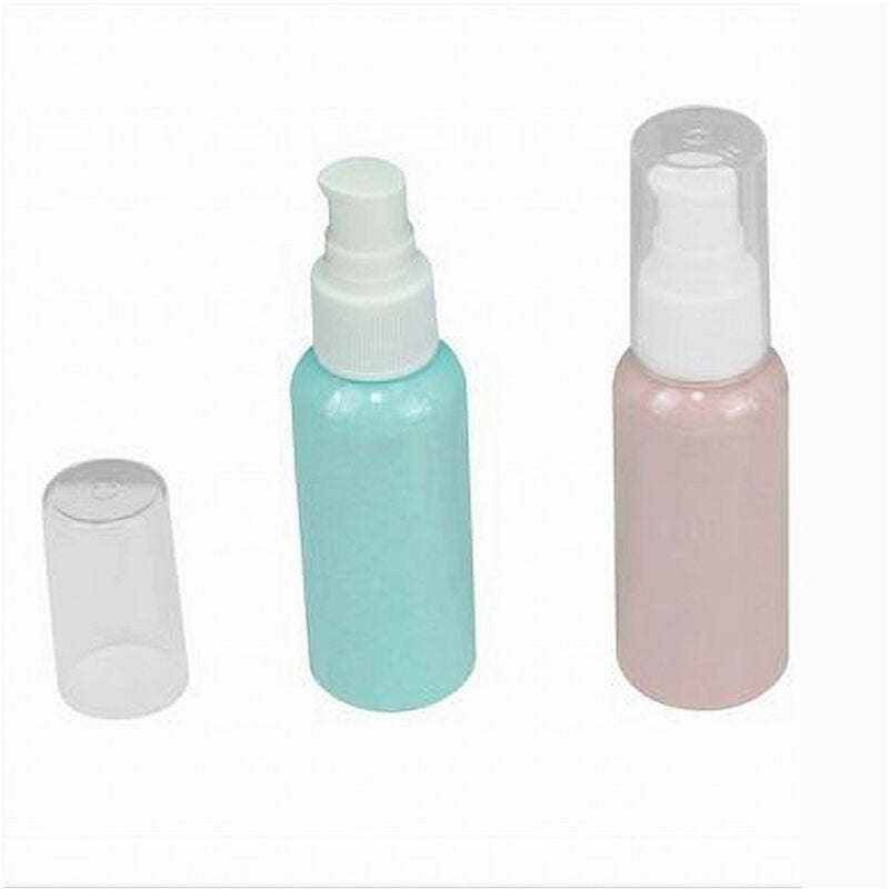 foto del prodotto trade shop traesio cleafe set 4pz bottiglia viaggi vuota 100ml dispenser a pompa per crema cosmetici 79381 