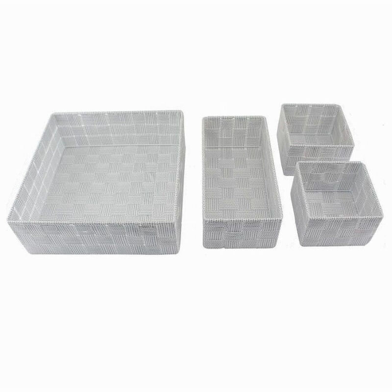 foto del prodotto trade shop traesio cleafe set 4pz contenitori grigio chiaro scatola in tessuto organizer portaoggetti 79060 