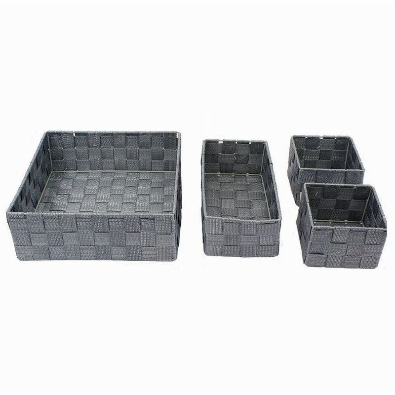 foto del prodotto trade shop traesio cleafe set 4pz contenitori grigio scuro scatola in tessuto organizer portaoggetti 79145 