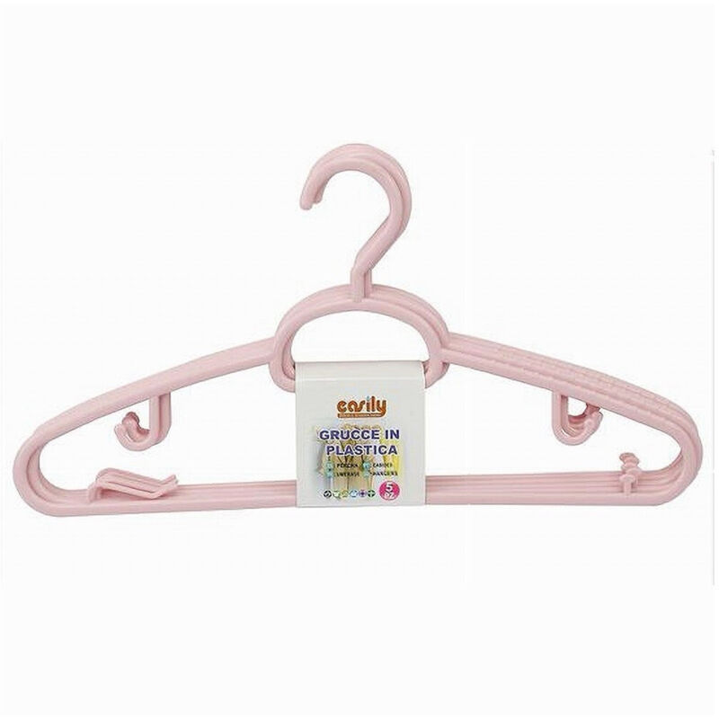 foto del prodotto trade shop traesio cleafe set 5 pz grucce in plastica stampelle appendiabito pantaloni giacche rosa 79328 