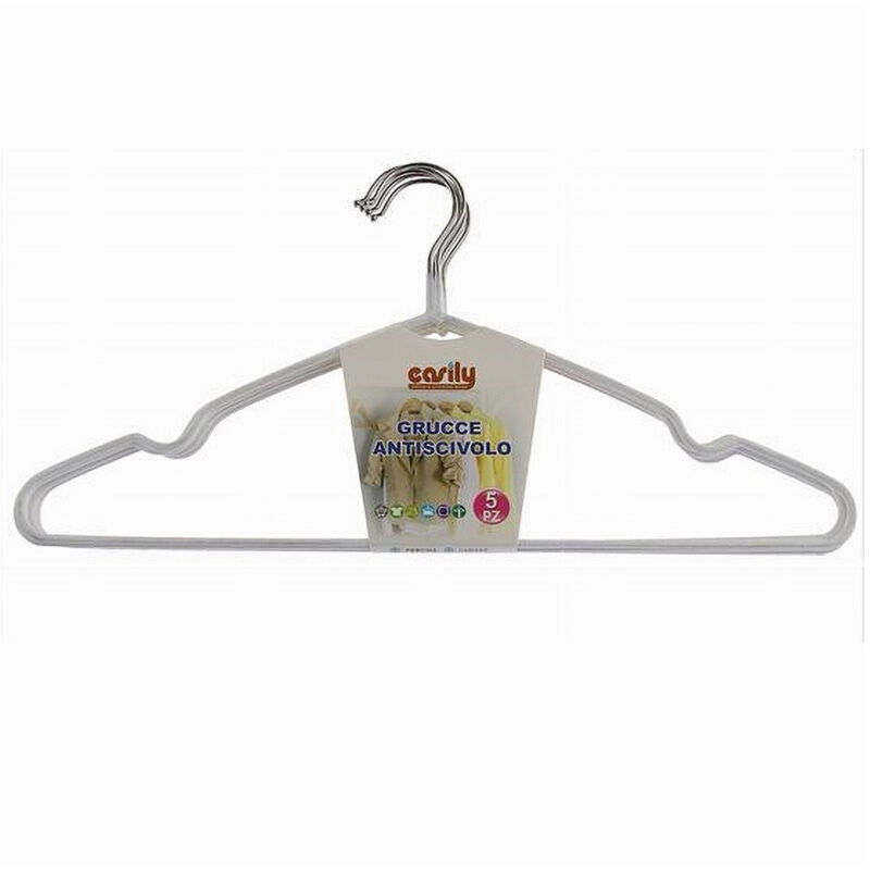 foto del prodotto trade shop traesio cleafe set 5 pz grucce stampelle appendi abiti antiscivolo vestiti 40 cm bianco 10458 