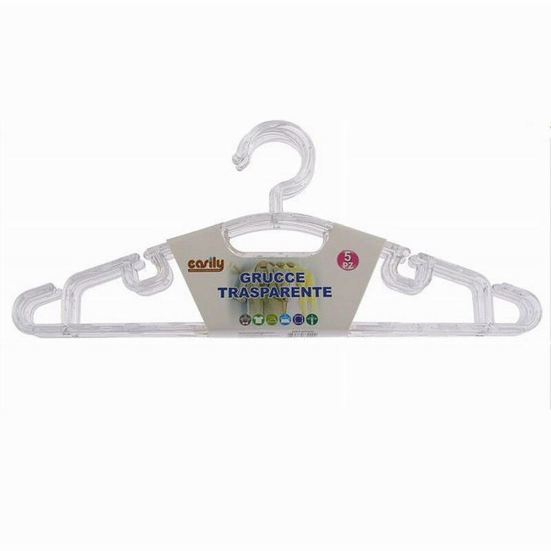 foto del prodotto trade shop traesio cleafe set 5 pz grucce trasparente stampelle in plastica appendi abiti pantaloni 87000 