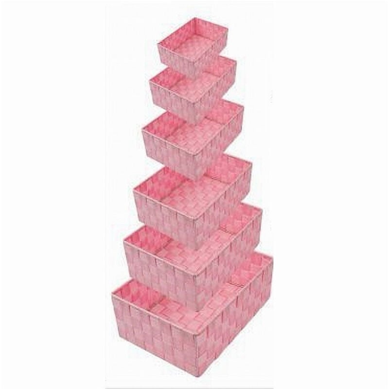 foto del prodotto trade shop traesio cleafe set 6 pz scatola in tessuto organizer armadio scaffali porta oggetti rosa 79071 
