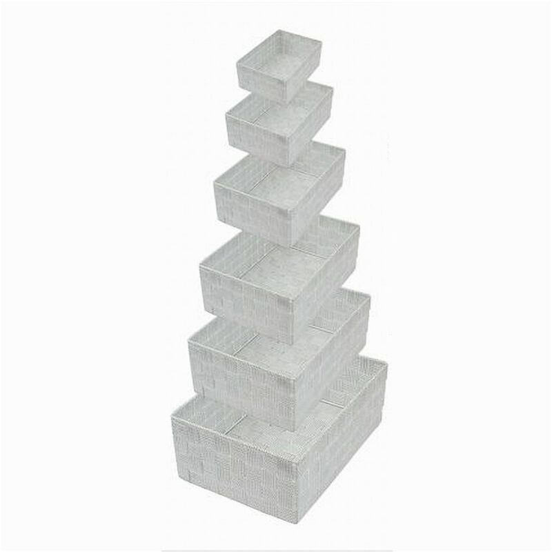 foto del prodotto trade shop traesio cleafe set 6 pz scatola in tessuto organizer scaffali porta oggetti grigio chiaro 79066 