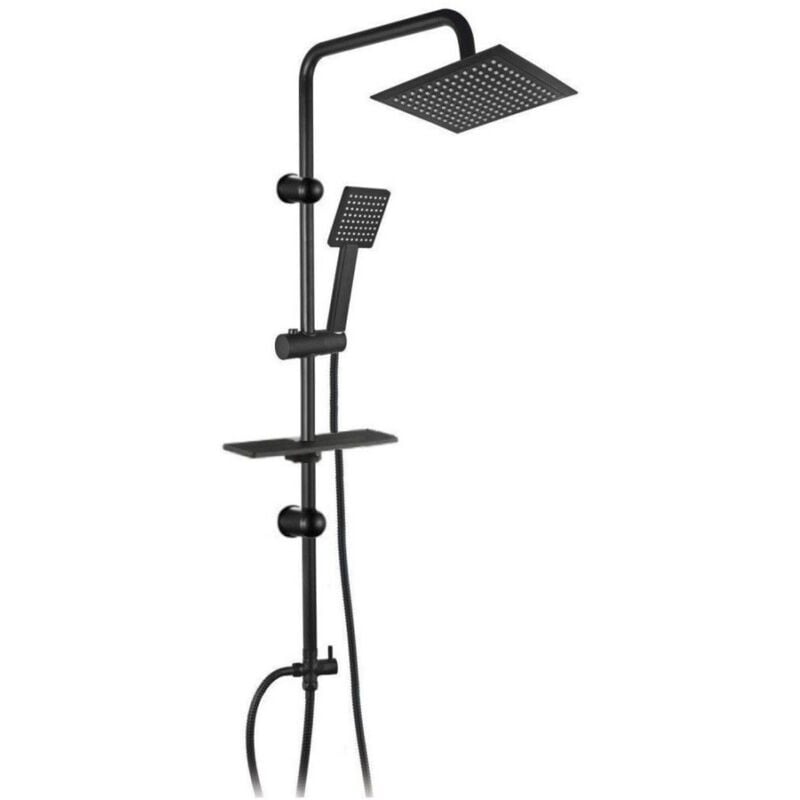 foto del prodotto trade shop traesio cleafe set asta saliscendi nera colonna doccia con soffione fisso doccetta 87126 bagno 