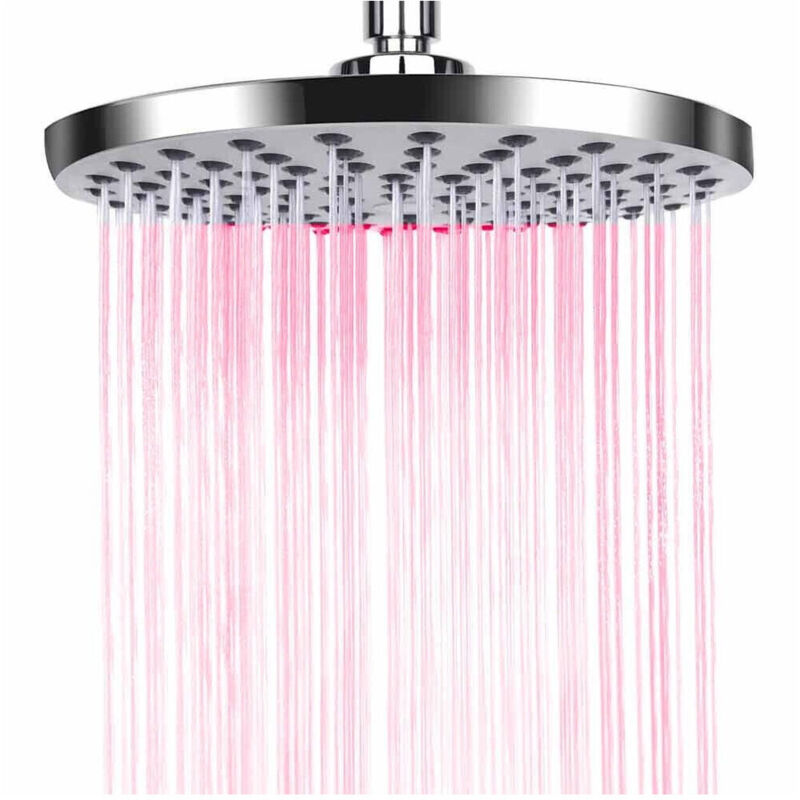 foto del prodotto trade shop traesio cleafe soffione doccia led rgb rotondo 20cm cromoterapia doccia emozionale argento 79906 