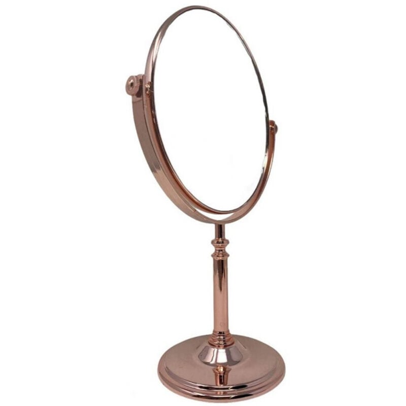 foto del prodotto trade shop traesio - cleafe - specchio tavolo cosmetico ovale con zoom girevole oro rosa 19.5x16x33.5 cm 69417 -