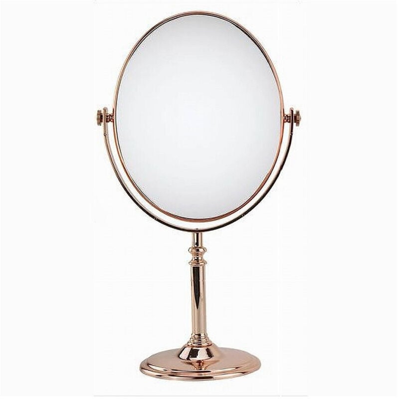 foto del prodotto trade shop traesio cleafe specchio tavolo make up trucco accessorio bagno oro rosa donna 28 cm ovale 69416 