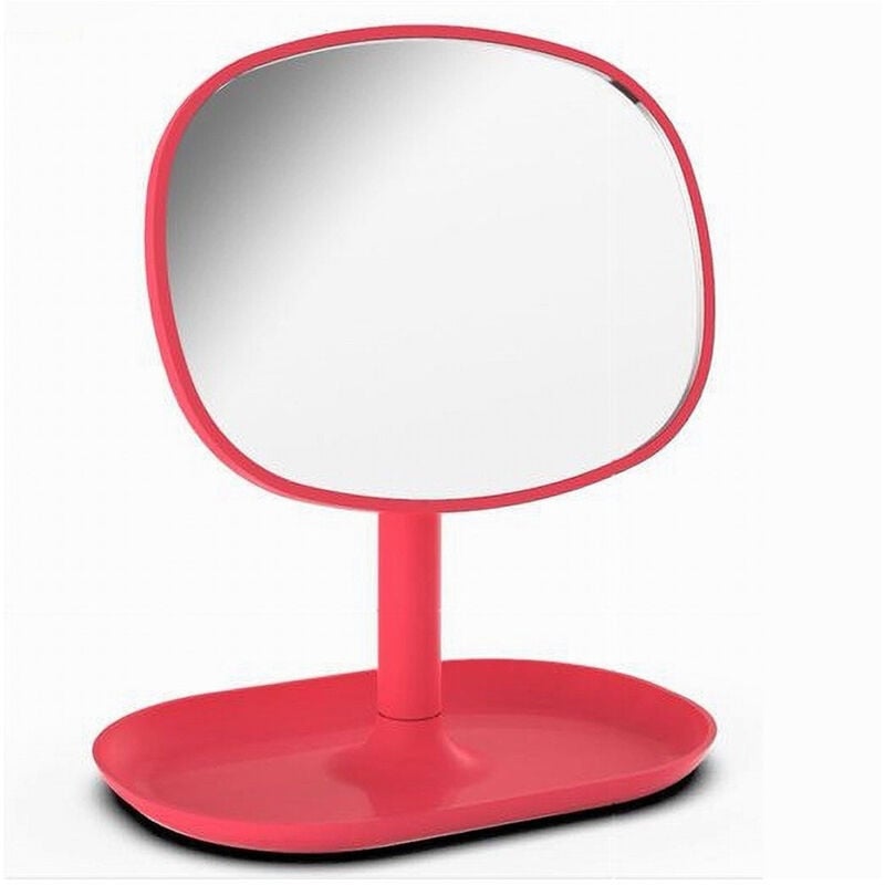 foto del prodotto trade shop traesio - cleafe - specchio trucco tavolo 19.5 cm arredo bagno casa con vassoio make up fuxia 69907 -