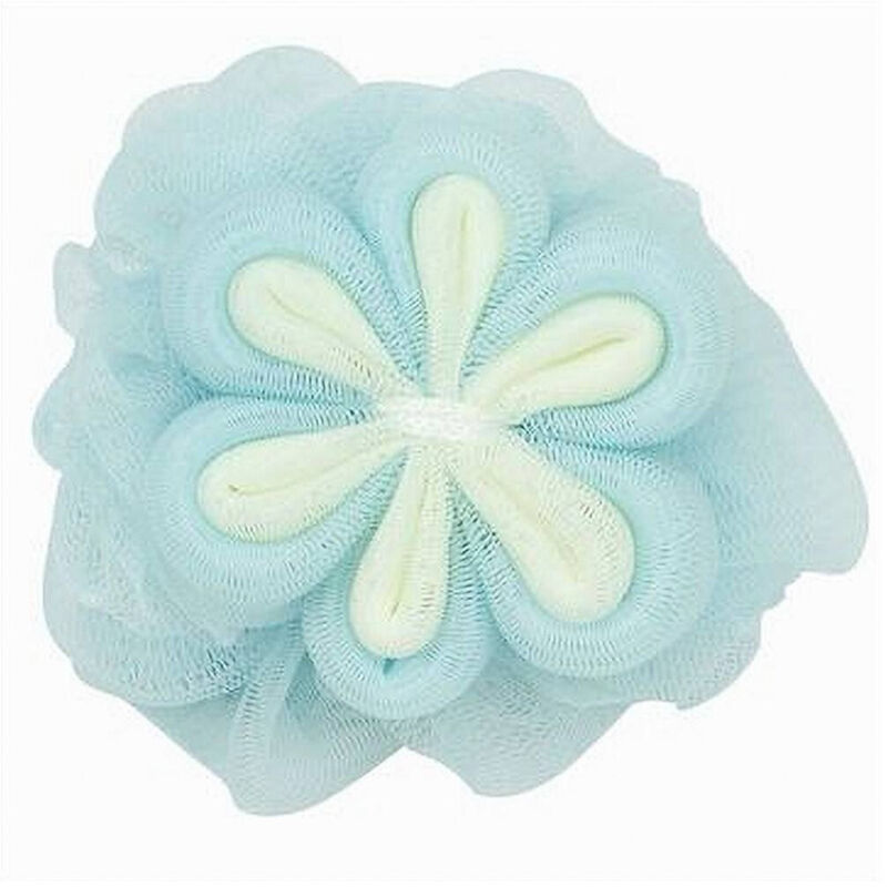 foto del prodotto trade shop traesio cleafe spugna a rete bagno doccia con fiore morbida esfoliante scrubber azzurra 79586 