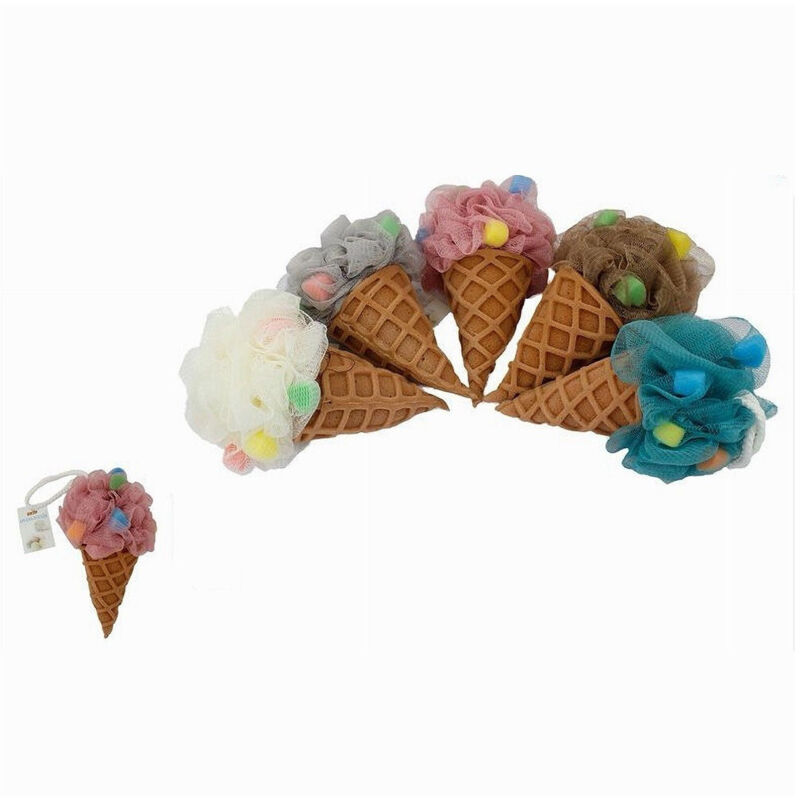 foto del prodotto trade shop traesio cleafe spugna per corpo bagno doccia colorata a forma di cono gelato massaggio 79294 