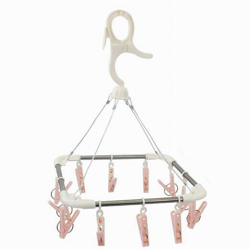 foto del prodotto trade shop traesio cleafe stendibiancheria 12 pinze mollette quadrato stendino biancheria con gancio 79541 