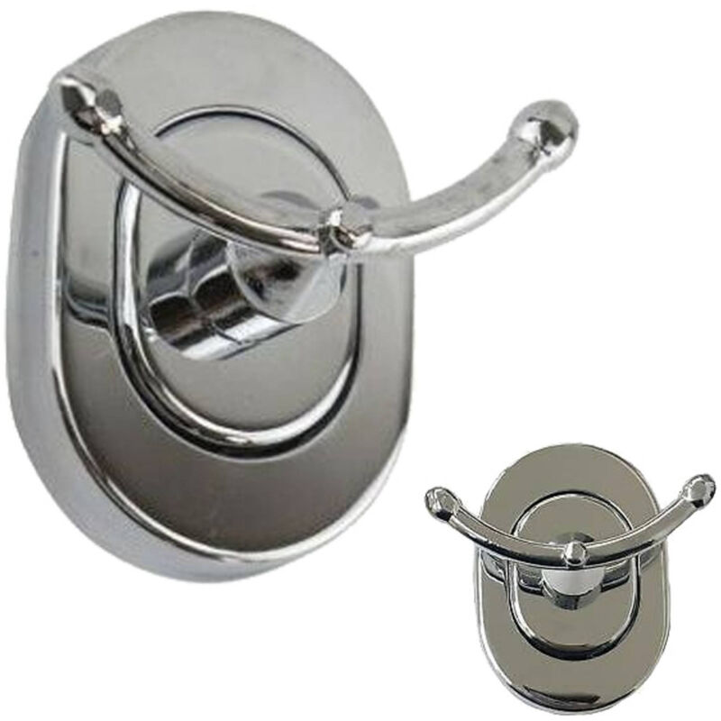 foto del prodotto trade shop traesio cleafe supporto appendino 2 ganci asciugamano accappatoio acciaio a parete arredo bagno 