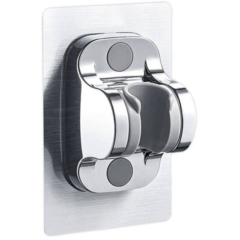 foto del prodotto trade shop traesio - cleafe - supporto per soffione doccia doccetta da parete muro in abs cromato adesivo 79358 -