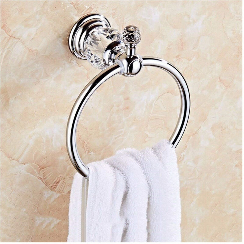 foto del prodotto trade shop traesio - cleafe - supporto porta asciugamano anello cristallo 52825 15x11cm muro parete bagno -