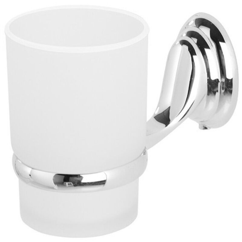 foto del prodotto trade shop traesio cleafe supporto porta bicchiere per spazzolini acciaio vetro a parete accessori bagno 