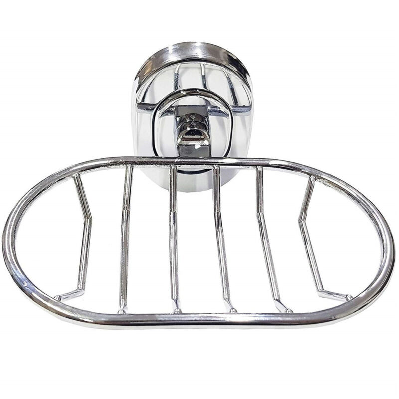 foto del prodotto trade shop traesio - cleafe - supporto porta sapone saponetta piattino 69186 acciaio 13x7x11cm muro parete -