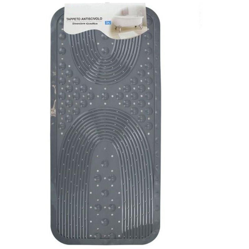 foto del prodotto trade shop traesio cleafe tappeto antiscivolo per vasca da bagno doccia grigio 42x90 cm rettangolare 87555 