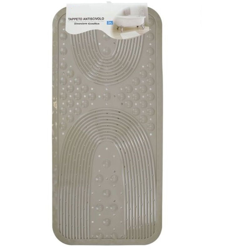 foto del prodotto trade shop traesio cleafe tappeto antiscivolo per vasca da bagno doccia tortora 42x90cm rettangolare 87554 