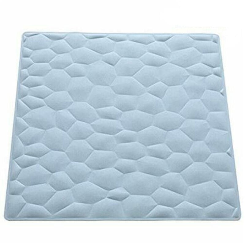 foto del prodotto trade shop traesio - cleafe - tappeto doccia antiscivolo tappetino in gomma effetto pietre azzurro 54 x 54 cm -