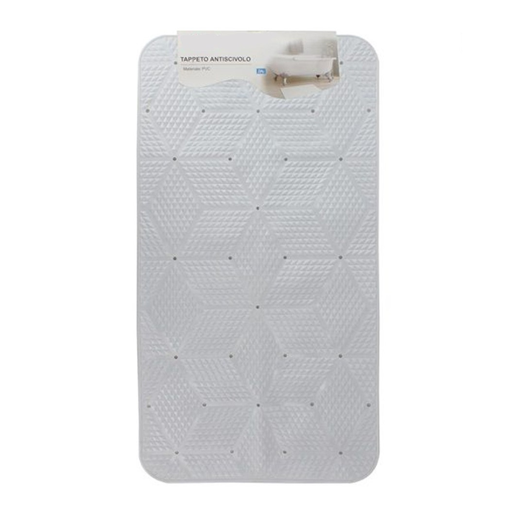 foto del prodotto trade shop traesio cleafe tappeto in pvc antiscivolo per vasca da bagno doccia 70x37cm effetto geometrico 59619 