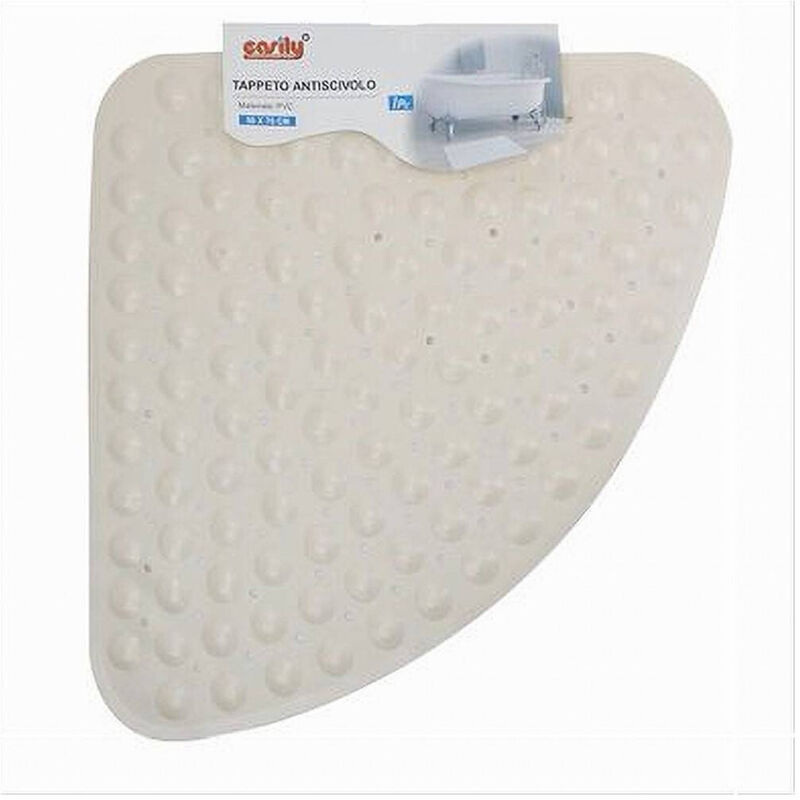 foto del prodotto trade shop traesio cleafe tappeto pvc antiscivolo triangolare beige per vasca bagno doccia 50x70 cm 79735 