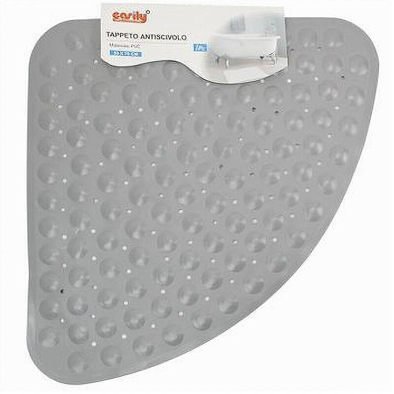 foto del prodotto trade shop traesio - cleafe - tappeto pvc antiscivolo triangolare grigio per vasca bagno doccia 50x70 cm 79737 -