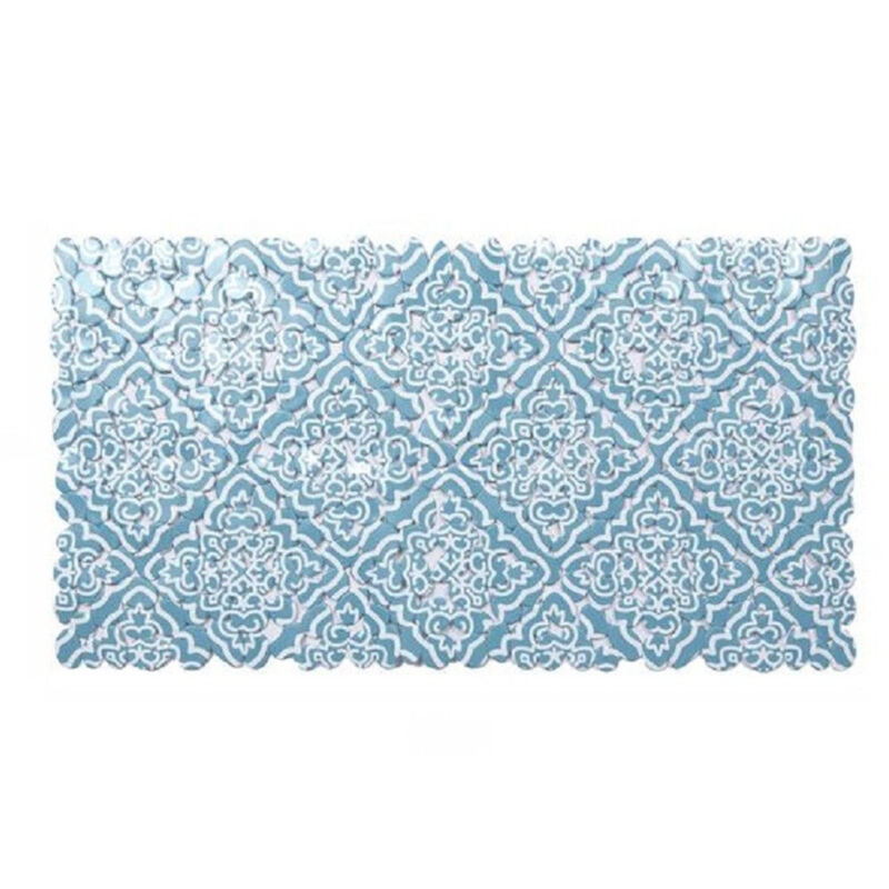 foto del prodotto trade shop traesio - cleafe - tappeto pvc azzurro con maioliche antiscivolo vasca bagno doccia 67x36cm 87031 -