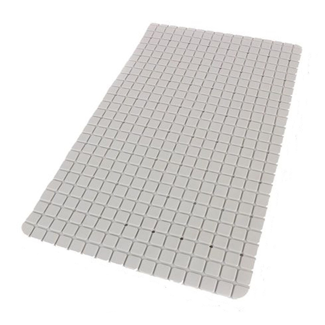 foto del prodotto trade shop traesio cleafe tappeto tappetino antiscivolo bagno arredo 69 x 39cm grigio con quadratini 69857 