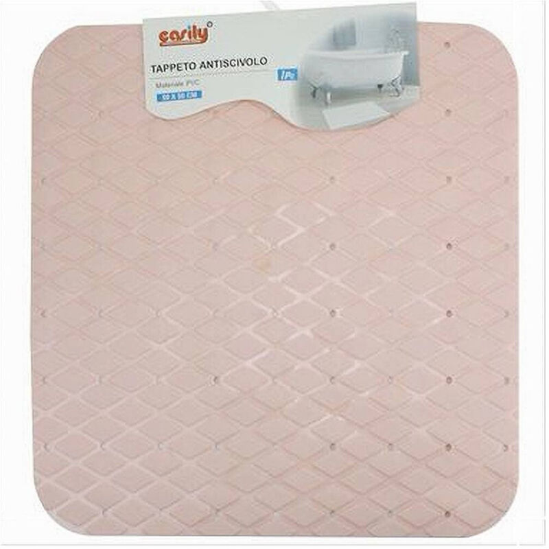 foto del prodotto trade shop traesio - cleafe - tappeto tappetino in pvc antiscivolo per vasca bagno doccia 50 x 50cm 79727 rosa -