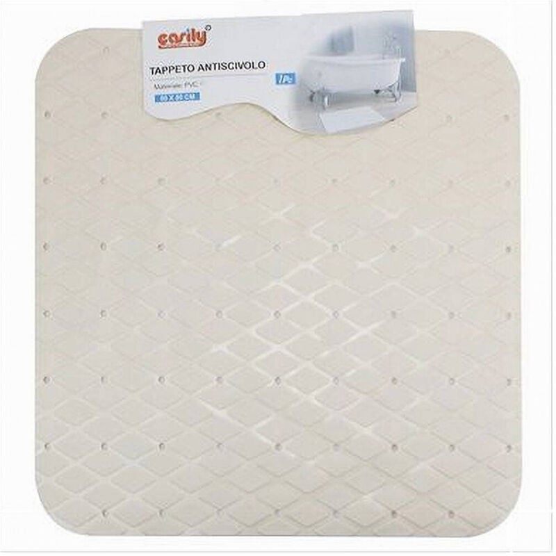foto del prodotto trade shop traesio cleafe tappeto tappetino in pvc antiscivolo per vasca bagno doccia 50x50 cm 79729 beige 