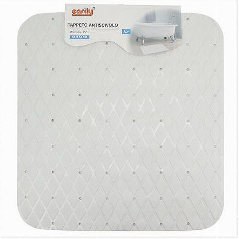 foto del prodotto trade shop traesio cleafe tappeto tappetino in pvc antiscivolo per vasca bagno doccia 50x50cm 79726 bianco 