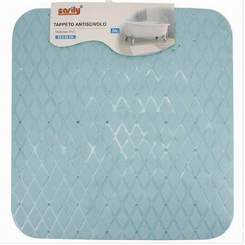 foto del prodotto trade shop traesio cleafe tappeto tappetino in pvc antiscivolo per vasca bagno doccia 50x50cm 79730 azzurro 