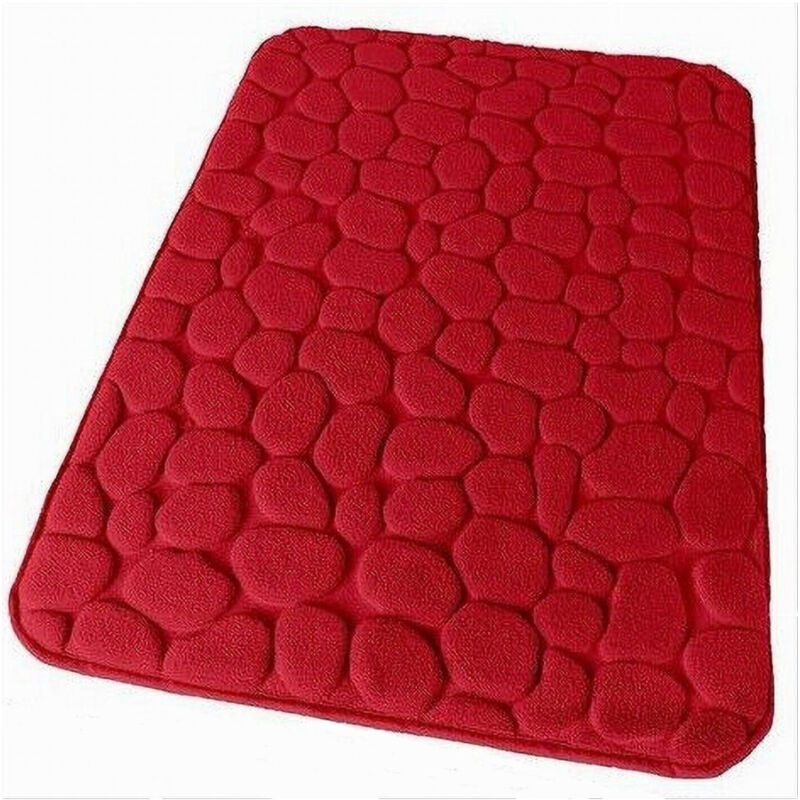 foto del prodotto trade shop traesio cleafe tappeto tappetino in tessuto per bagno arredo 45x75 cm effetto sassi rosso 69935 