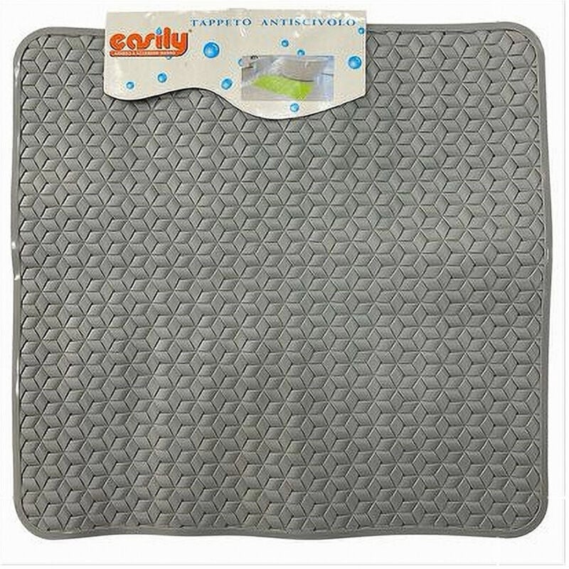 foto del prodotto trade shop traesio - cleafe - tappeto tappetino pvc antiscivolo vasca bagno doccia quadro grigio 50x50cm 59318 -
