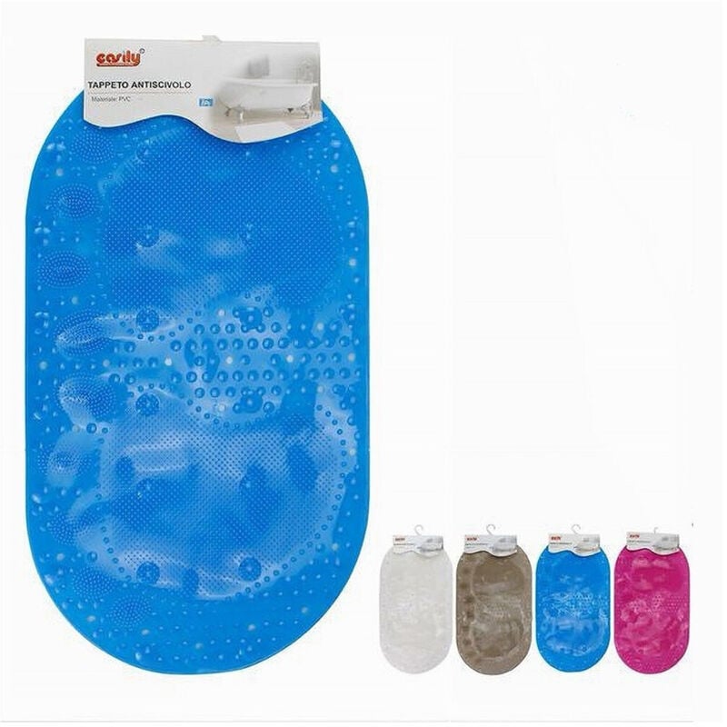 foto del prodotto trade shop traesio cleafe tappeto tappetino pvc con impronte antiscivolo vasca bagno doccia 67x36 cm 59630 