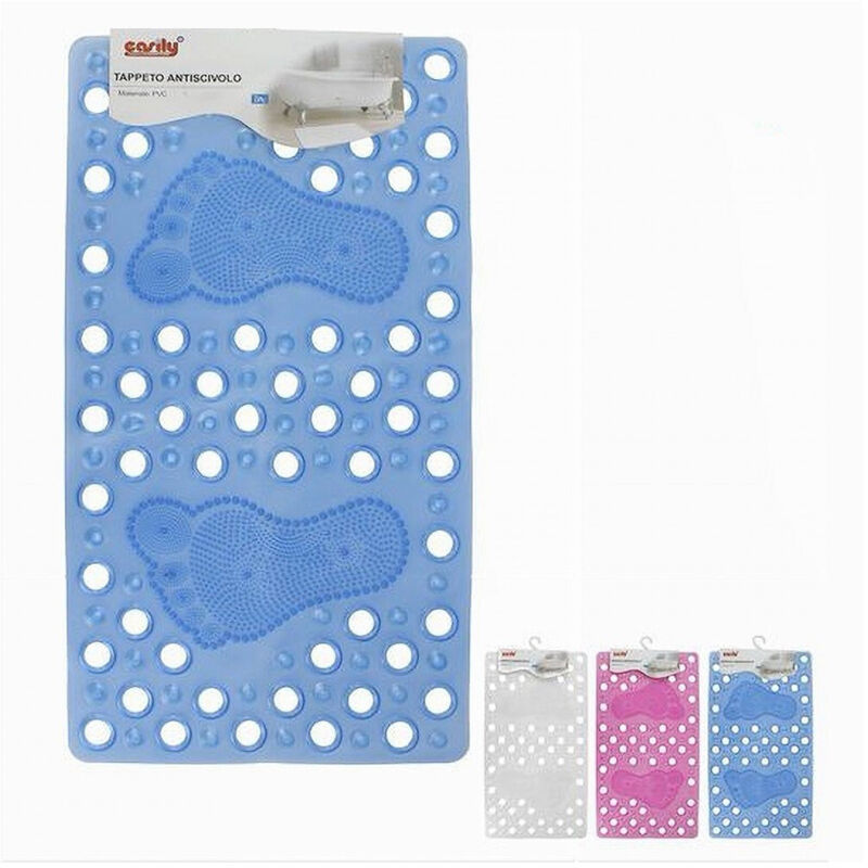 foto del prodotto trade shop traesio - cleafe - tappeto tappetino pvc impronte piedi antiscivolo vasca bagno doccia 59628 69x37cm -