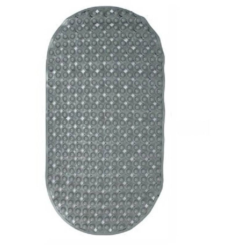 foto del prodotto trade shop traesio cleafe tappeto tappetino pvc ovale antiscivolo vasca bagno doccia 69x36 cm 79749 grigio 