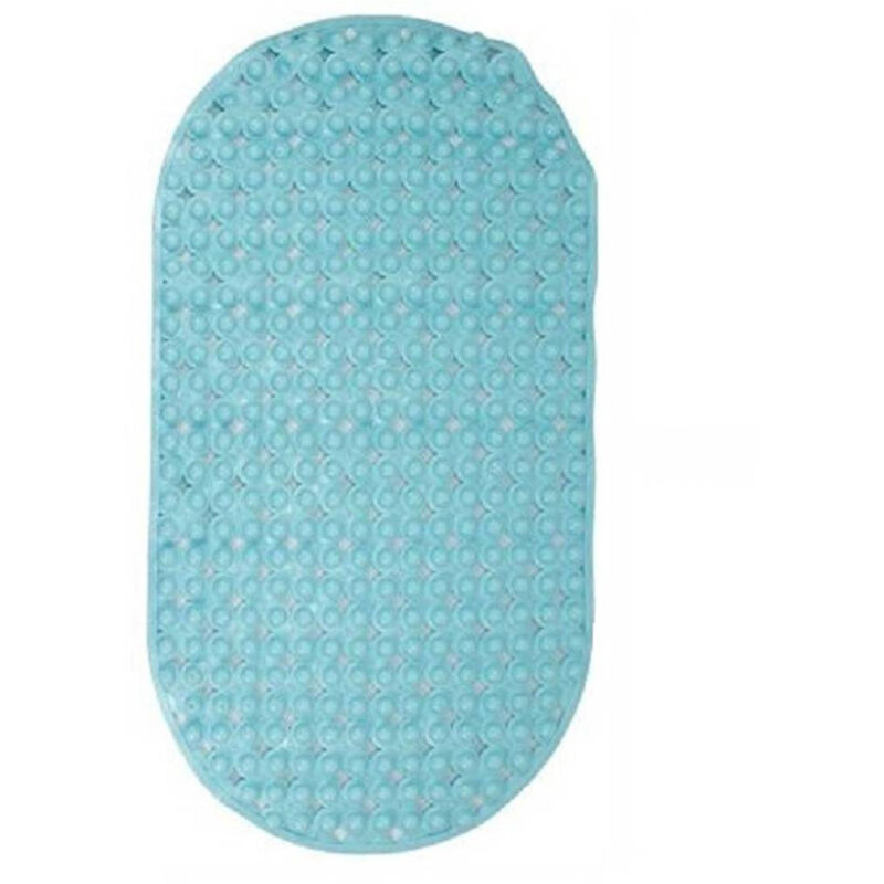 foto del prodotto trade shop traesio cleafe tappeto tappetino pvc ovale antiscivolo vasca bagno doccia 69x36cm 79748 azzurro 