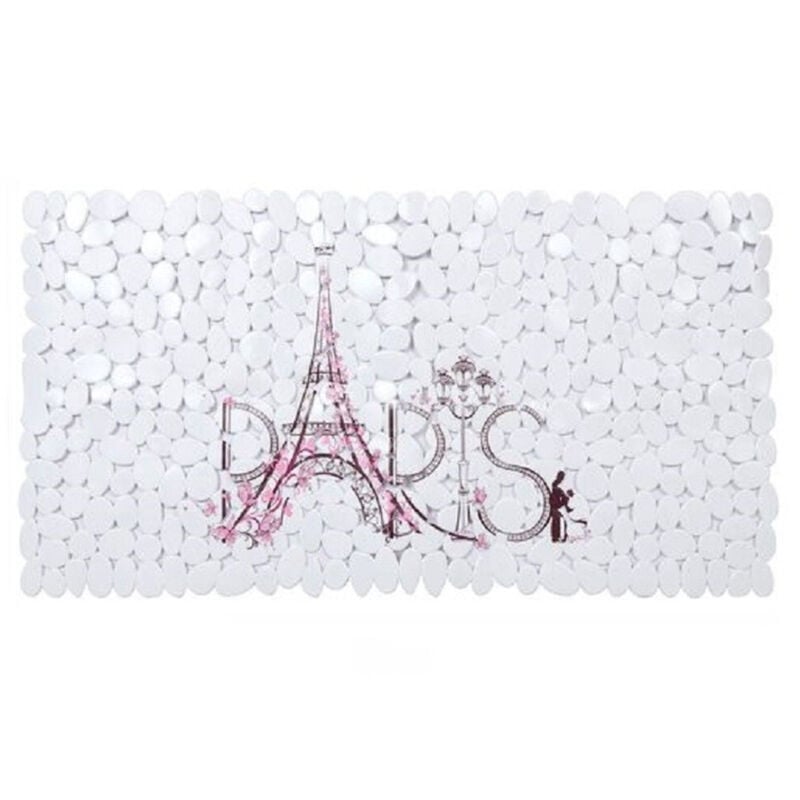 foto del prodotto trade shop traesio cleafe tappeto tappetino pvc scritta paris antiscivolo vasca bagno doccia 67x36cm 87045 
