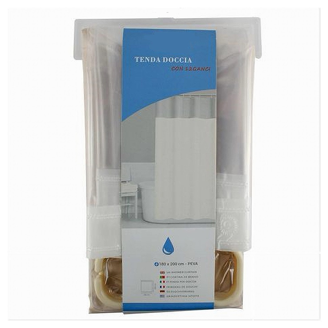 foto del prodotto trade shop traesio cleafe tenda da doccia vasca bagno peva con 12 ganci 180x200 cm trasparente beige 69492 