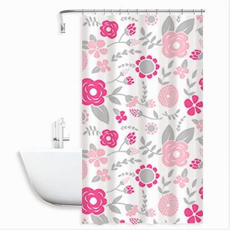 foto del prodotto trade shop traesio cleafe tenda doccia anti muffa fiori impermeabile 240 x 200 cm con anelli bagno 79223 