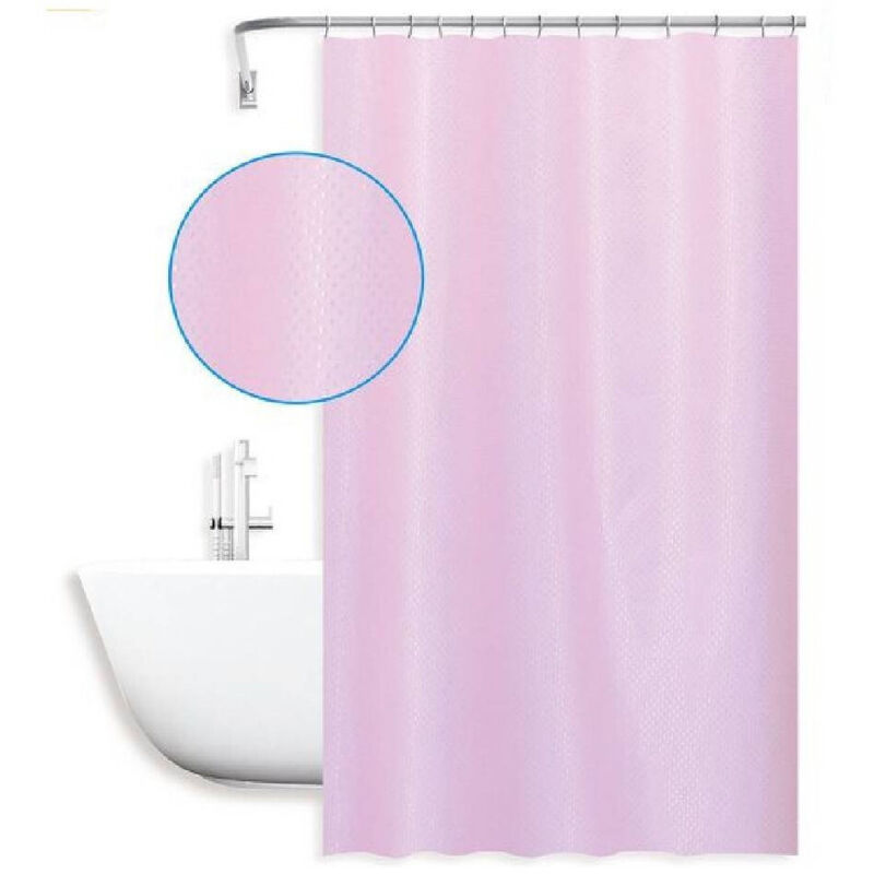 foto del prodotto trade shop traesio - cleafe - tenda doccia antimuffa impermeabil 240x180cm con anelli rosa texture rombi 59824 -