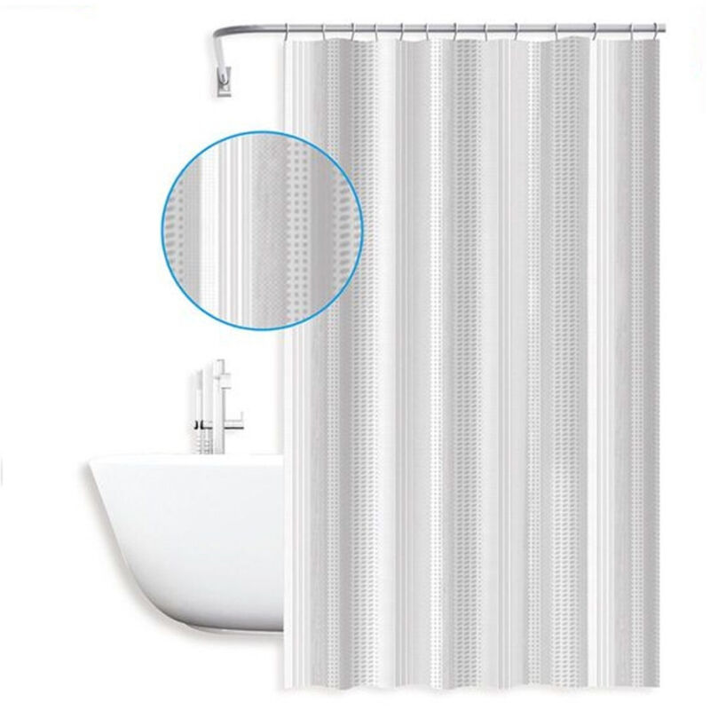 foto del prodotto trade shop traesio - cleafe - tenda doccia antimuffa impermeabile 180 x 200 cm con anelli bagno righe 59811 -