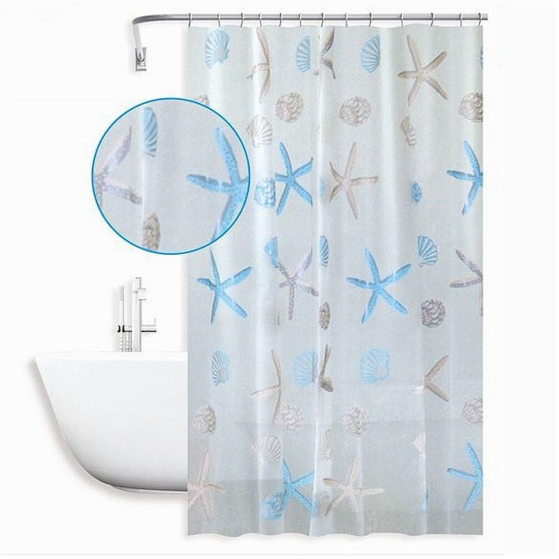 foto del prodotto trade shop traesio cleafe tenda doccia antimuffa impermeabile 180 x 200cm anelli bagno stelle marine 59805 