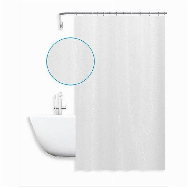 foto del prodotto trade shop traesio cleafe tenda doccia antimuffa impermeabile 180x200 cm anelli bianca texture rombi 59815 