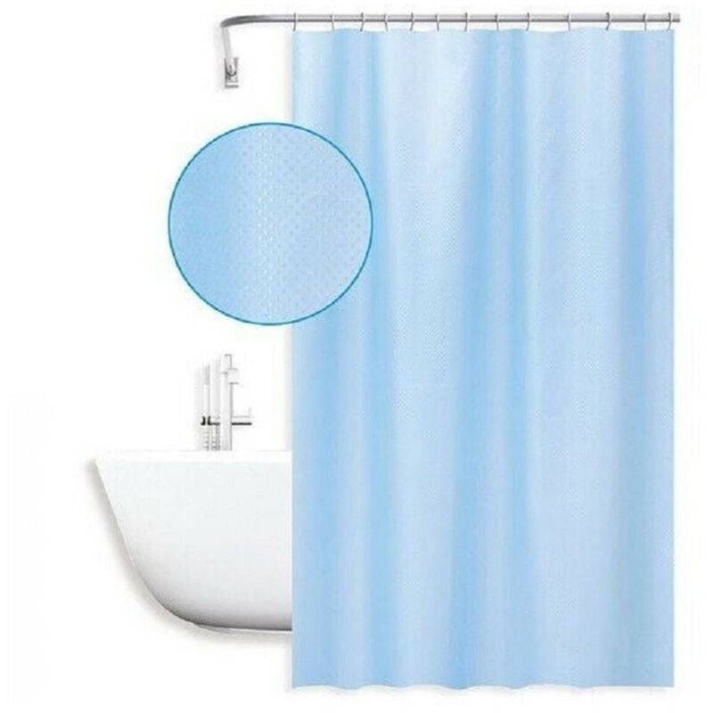 foto del prodotto trade shop traesio cleafe tenda doccia antimuffa impermeabile 180x200cm anelli azzurra texture rombi 59819 