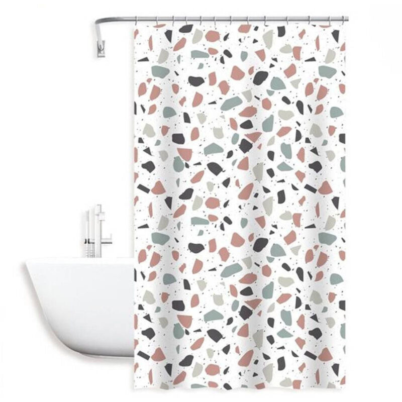 foto del prodotto trade shop traesio cleafe tenda doccia antimuffa impermeabile 180x200cm anelli bagno bianco graniglia 69833 