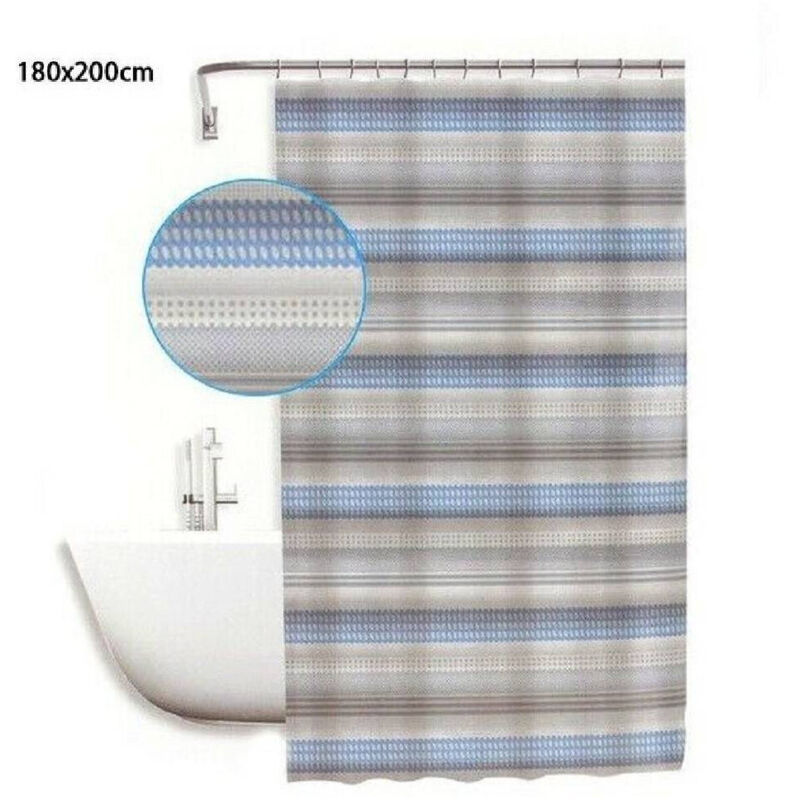 foto del prodotto trade shop traesio - cleafe - tenda doccia antimuffa impermeabile 180x200cm con anelli righe orizzontali 59523 -
